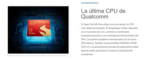 Oppo Find X8 Ultra 256gb+12gb Liberado Garantia 1 Año Idioma Español Android Auto Negro