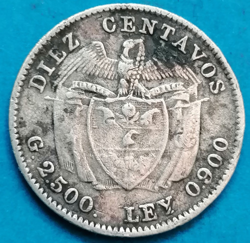 Colombia Moneda 10 Centavos 1911 Plata