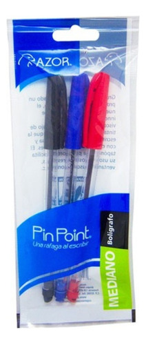 3 Bolígrafos Pluma Pin Point Mediano Punta Aguja 1.0mm Azor Color De La Tinta Surtido Color Del Exterior Color