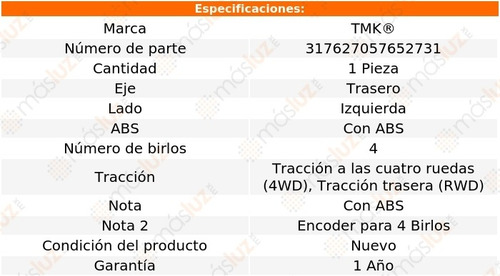 1- Maza Trasera Izquierda Tundra 8 Cil 5.7l 2007/2019 Tmk