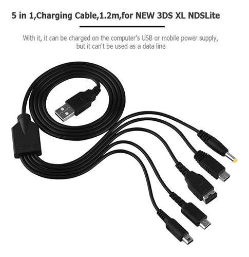 Z Cable De Carga Usb 5 En 1 For U New 3ds Ndsl Gba Sp Dsi