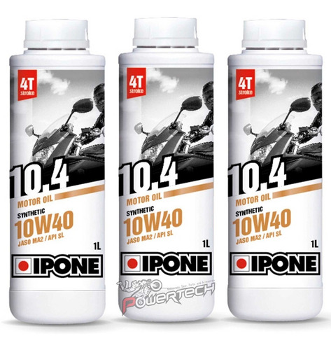 Kit 3l Aceite De Motor Ipone 10.4 4t 10w40 Semisintetico