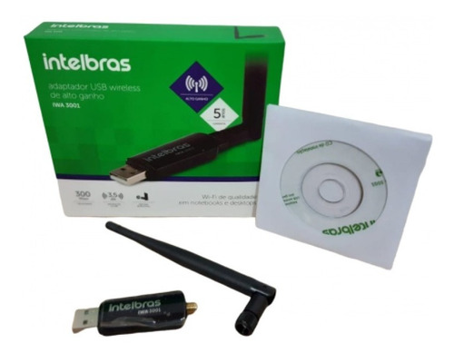 Adaptador Dvr Intelbras Wifi Usb Wireless C/ Antena 300mbps