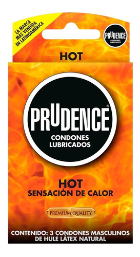 Condones De Látex Prudence Hot Sensacion De Calor 3 Condones Premium Quality