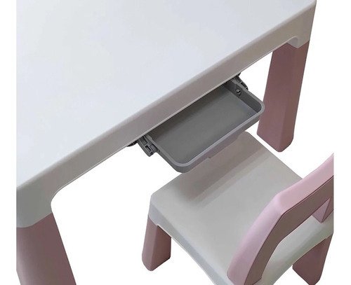 Mesa Infantil Com 1 Cadeira Plástico Rosa Com Gavetinha