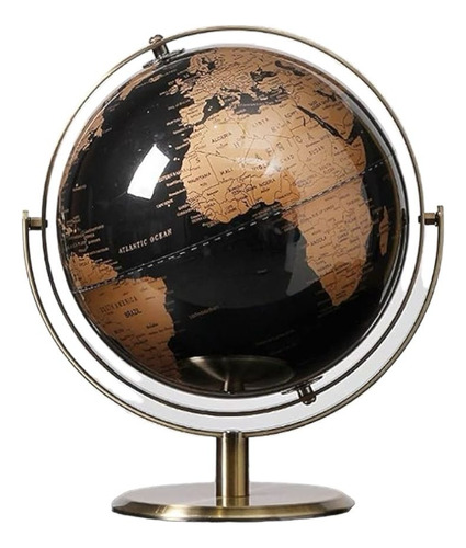 Globo Terráqueo Decorativo Soporte Metálico Negro Y Dorado