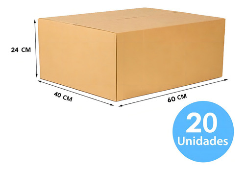 Embalaje de caja de cartón 60 X 40 X 24 cm 20 unidades