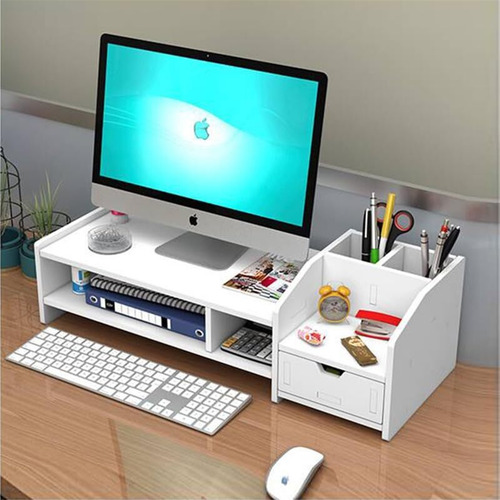 Soporte Para Monitor De Escritorio De 2 Niveles Con Cajon