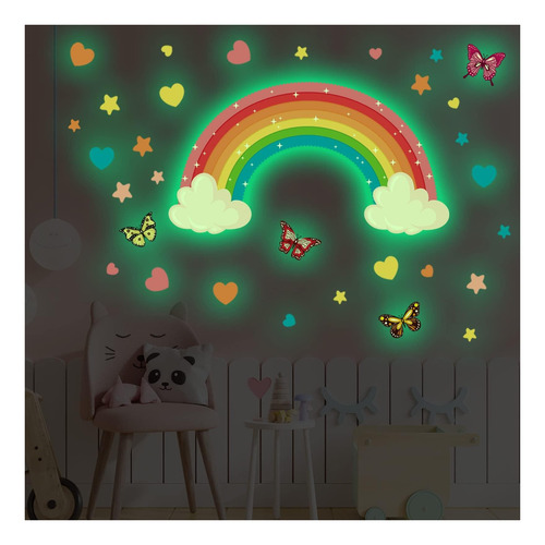 Brillo En El Oscuro Y Grande Rainbow Wall Docal
