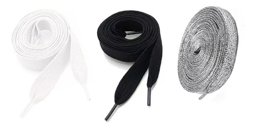 Set 3 Pares Cordones Chunky P/ Zapatillas 1,40mts Ancho 2cm