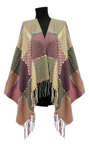 Manton Estampado Importado Premium Ruana Pashmina Extra Soft Lila Cuadros Unico