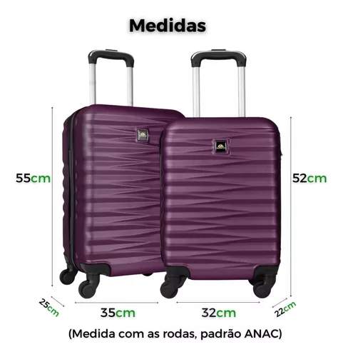 Mala Viagem De Bordo Roda 360 Em Fibra Medidas Anac 55x35x25