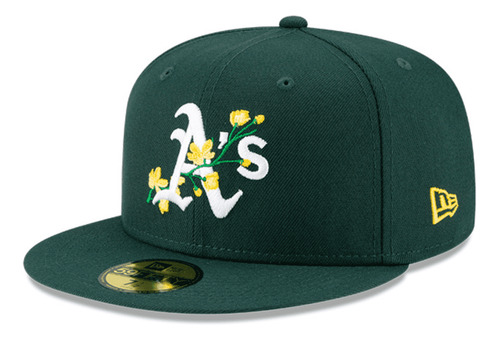 Gorra Oakland Sidepatch Bloom 59fifty Cerrada Verde New Era