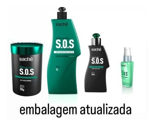 Kit S.o.s Shampoo, Máscara, Condicionador E Elixir Sache