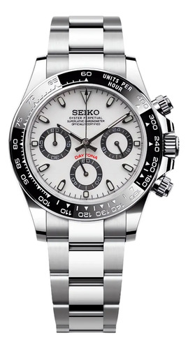 Reloj Seiko Mod Daytona Panda Automático (40mm) Plateado (Reacondicionado)