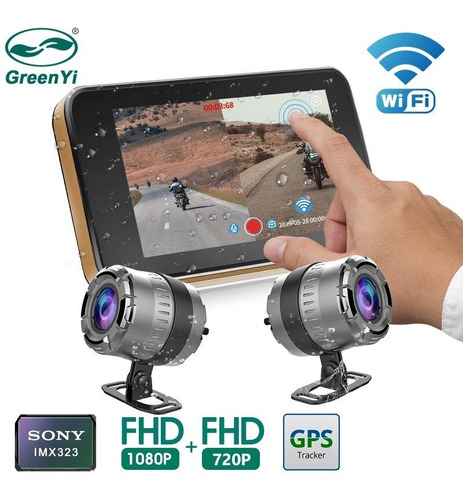 Greenyi-cámara De Salpicadero Dvr/ Motocicleta Wifi, 1080p