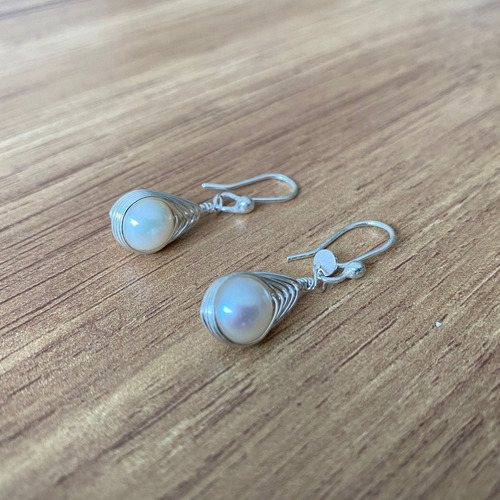Imagen 3 de 10 de Aretes De Plata 925 Perla Natural Cultivada Agálea Joyería