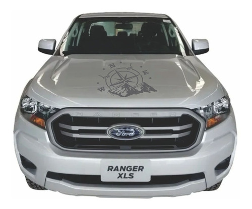 Adesivo Capo Rosa Dos Ventos Ford Ranger 2012 A 2022 Cinza