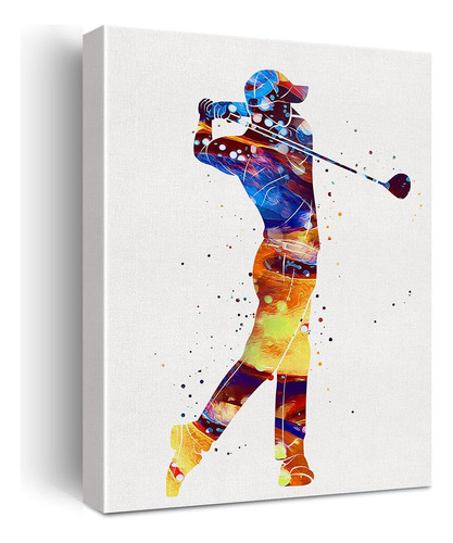 Arte De Pared De Acuarela De Golf, Deportes De Golf, Golfist