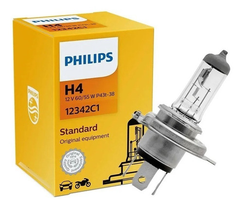 Lampada Comum 12v Mod. H4 60/55w Original Philips 12342 Unid