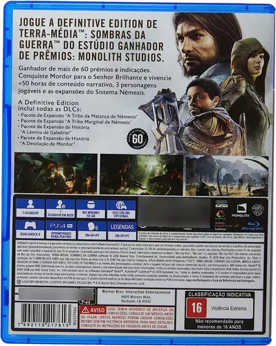 Jogo Sombras da Guerra Shadow of War Definitive Edition Ps4 Midia