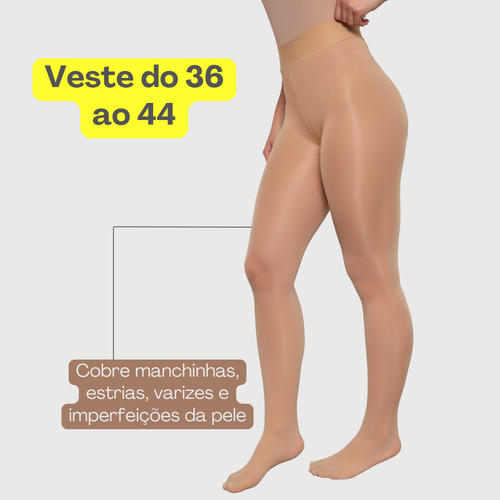Kit Meia Calça Bege E Preta Anticelulite Resistente 36/46 Bege E Preta Un Veste Do 36 Ao 46