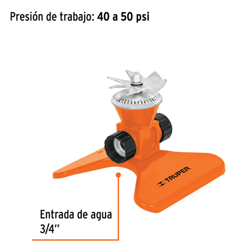 Aspersor Metálico, Giratorio Con Aspas,diámetro Riego 5 Mts