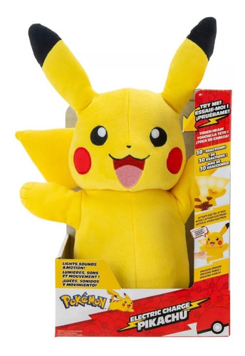 Peluche Pikachu Pokémon Electric Luz Sonidos Y Movimientos