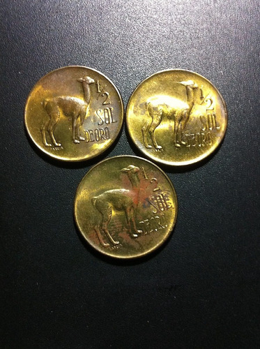 3 Monedas Del Perú 1/2 Sol De Oro 1973 Ex Oferta