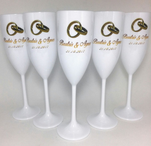 20 Taças Champanhe Acrílicas 170ml Personalizadas