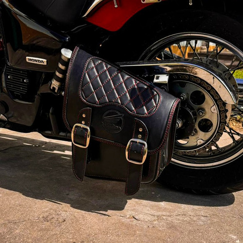 Alforja Solitaria Black Hawk Para Honda Con Basculante Costuras Rojas