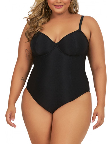 Maiô Plus Size Banho De Mar Meia Taça Sem Bojo Sustentação