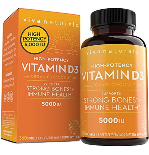 Vitamina D3 5000 ui (360 Cápsulas Blandas), Suplementos De V