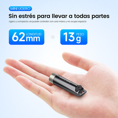 Philips Linterna Led Recargable 200lm Luz Violeta Detector De Billetes 100m Pequeña Con Regla Abrecajas Ultraligera Sfl-1121