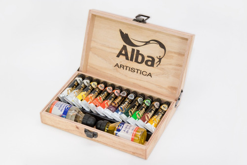 Caja De Madera Oleos Mediana Alba