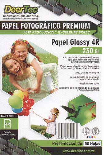 Papel Fotografico 4x6 Postal Glossy 50 Hojas 10x15cm 4r Sgi