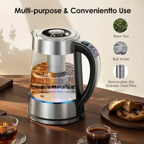 Hervidor Eléctrico De Vidrio Chefess Me-1518 1.8 L Con 12 Te