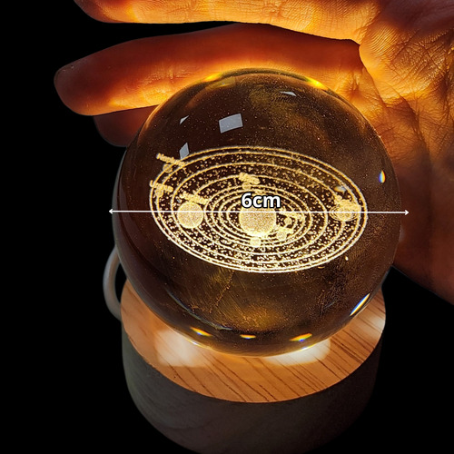 Esfera Cristal 8cm 3d Led Luz Noche Lampara Usb Nebula