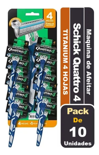 Maquina De Afeitar Schick Quattro Titanium Piel Normal X 10u