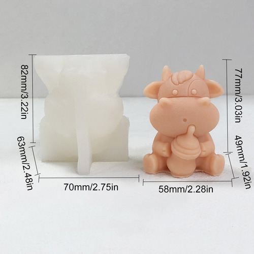 Cow Candle Molds Dairy Cattle Silicone Moulds Animal Clay Mo