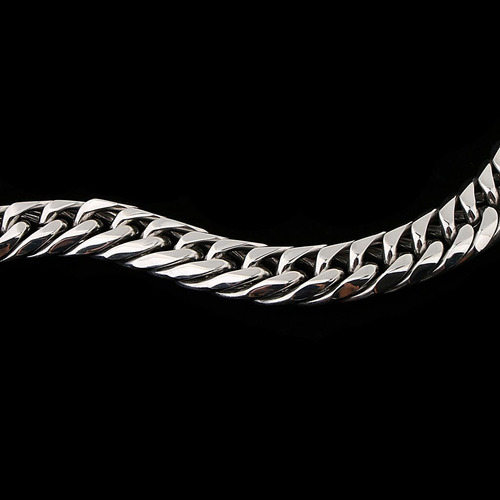 Cadena De Eslabones Cubanos De Plata 16mm
