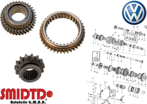 1 Engrane 2a 1 Reversa 1 Corona 1a 2a Vw Combi 77-00 Smidtd