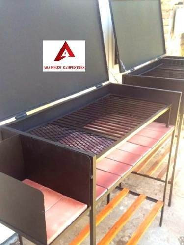 Parrilla móvil Asadores Campestres Deluxe Familiar 1.3m de ancho 1.1m de alto 50cm de profundidad