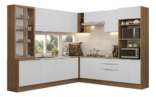 Armário De Cozinha Completa 549cm Stella Madesa 01 Rb Cor Rustic/branco