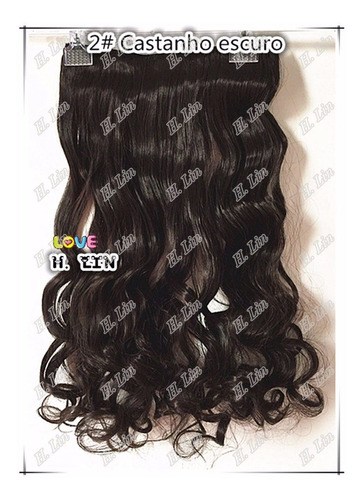 Cabelo Tic Tac 60cm Cor 2 Castanho Kit 2 Apliques + 1 Franja
