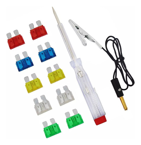 Kit 10 Fusível Automotivo Chave Teste Garra Jacaré Universal