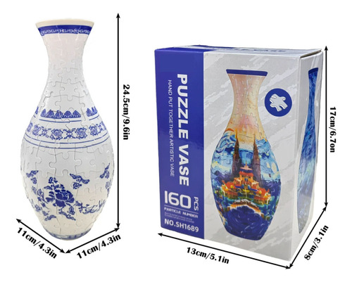 Vaso De Quebra-cabeça 3d Diy + Brinquedos Azuis Para