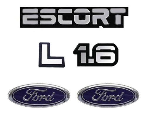 Kit De Emblemas Ford Escort L 1.6 Até 1992 Modelo Original