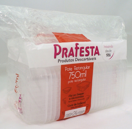 Pote Marmita Ret 750ml Prafesta Microondas Freezer 144un