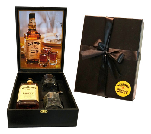 Kit Whisky Jack Daniels Honey Mel 1lt + 2 Copos + Dosador